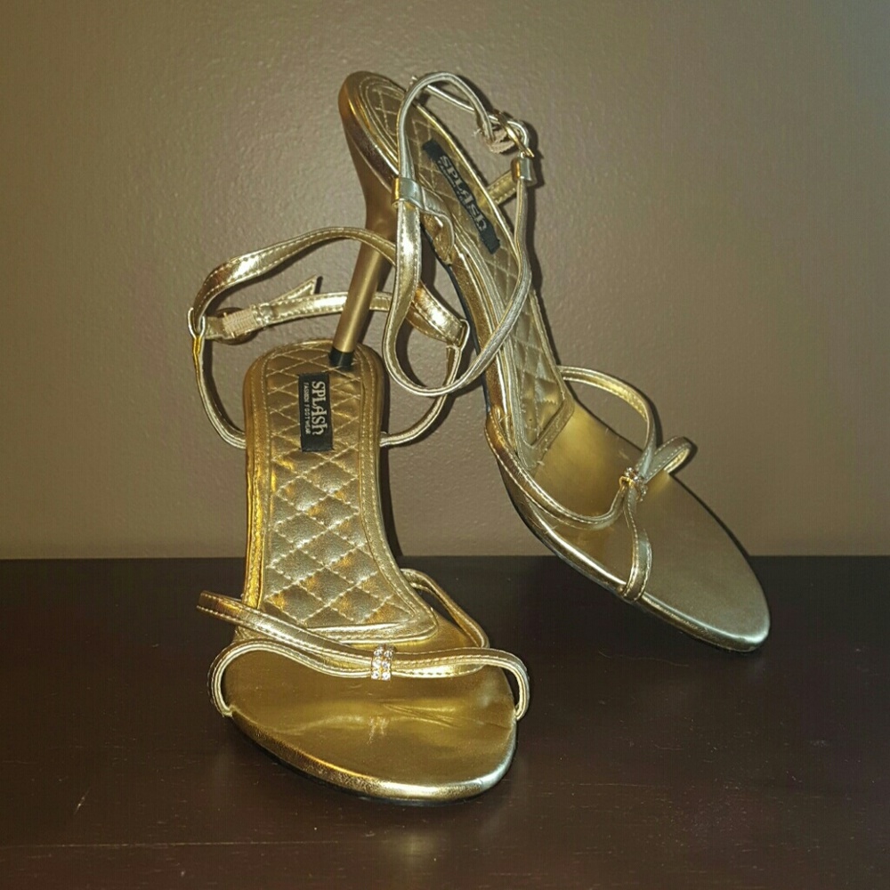 👡4" Gold Strappy Heels
