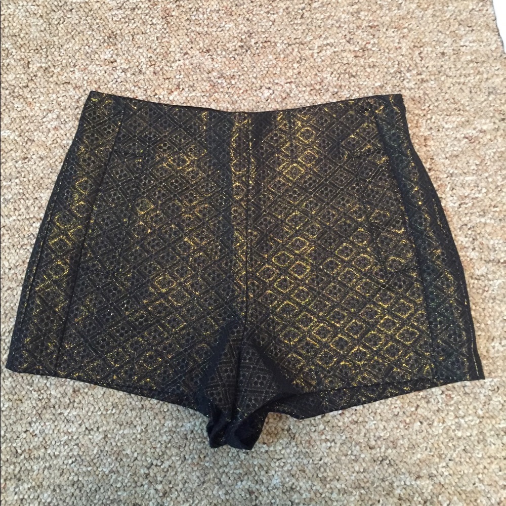 Metallic Ornate-Patterned Shorts