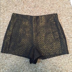 Metallic Ornate-Patterned Shorts