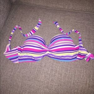 Colorful striped strapless top