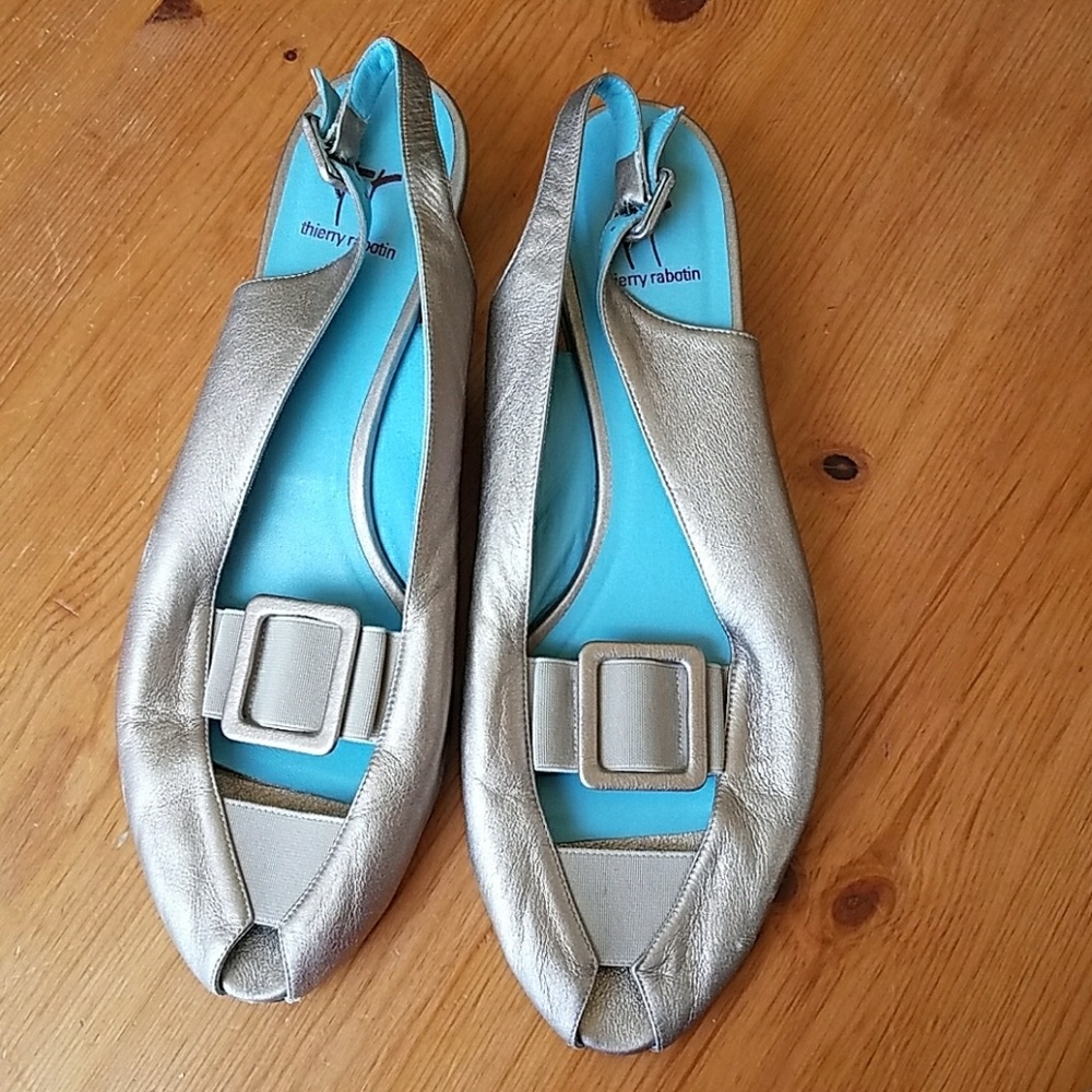 Thierry Rabotin Rose Gold Leather Flats Size 41