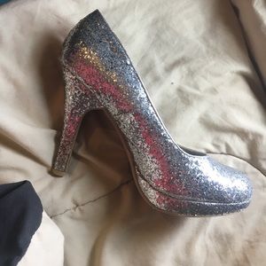 Sparkly silver heels