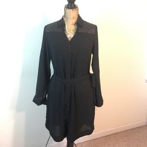 Express Black Dress - faux leather quilting detail