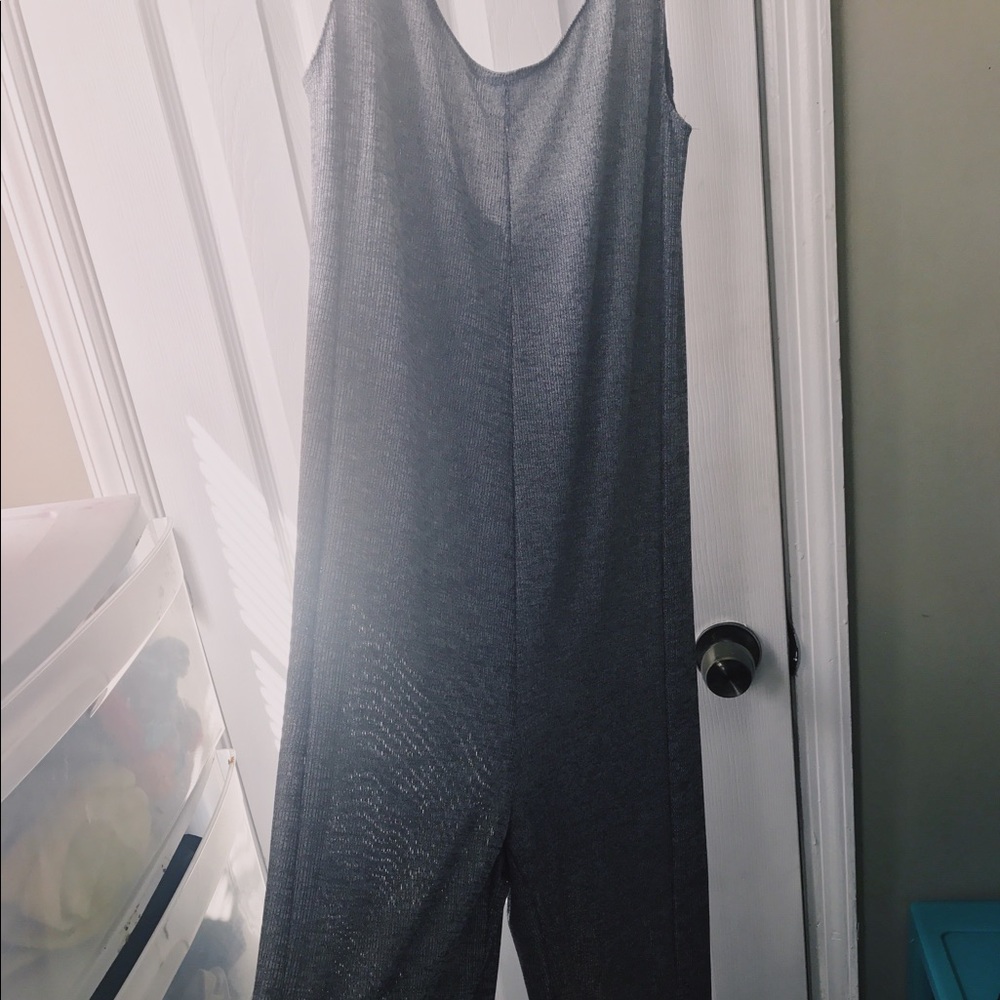 ✨LOWEST✨ Zara Long Wide-legged Silver Jumpsuit