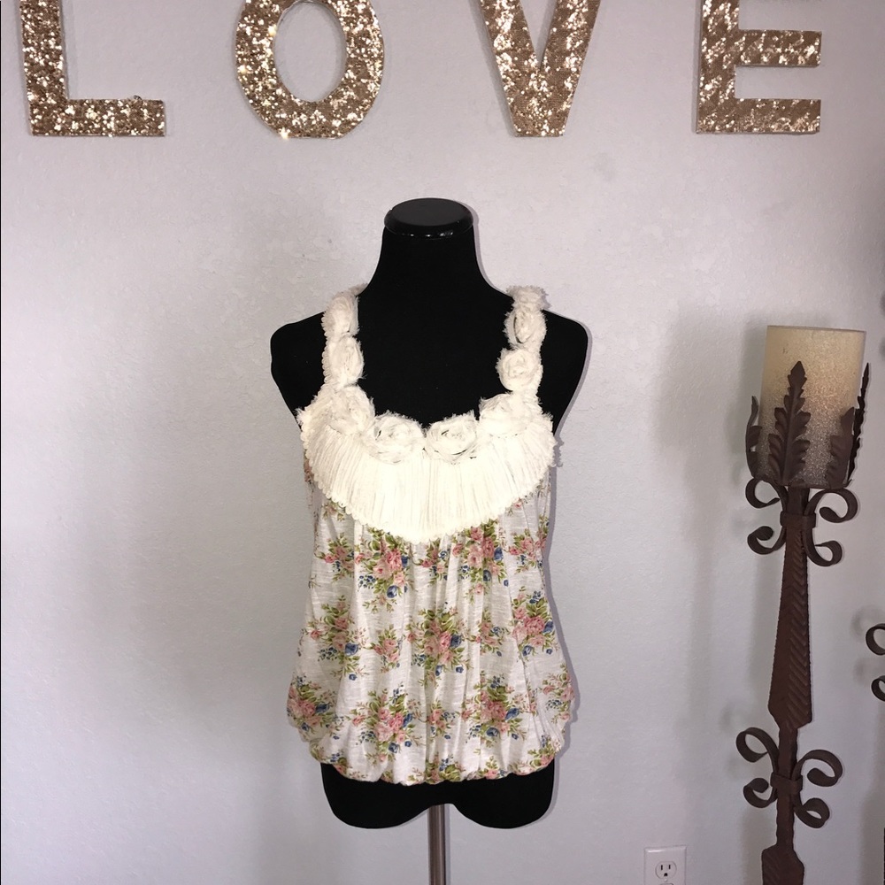 Floral Print Racerback with rose detail