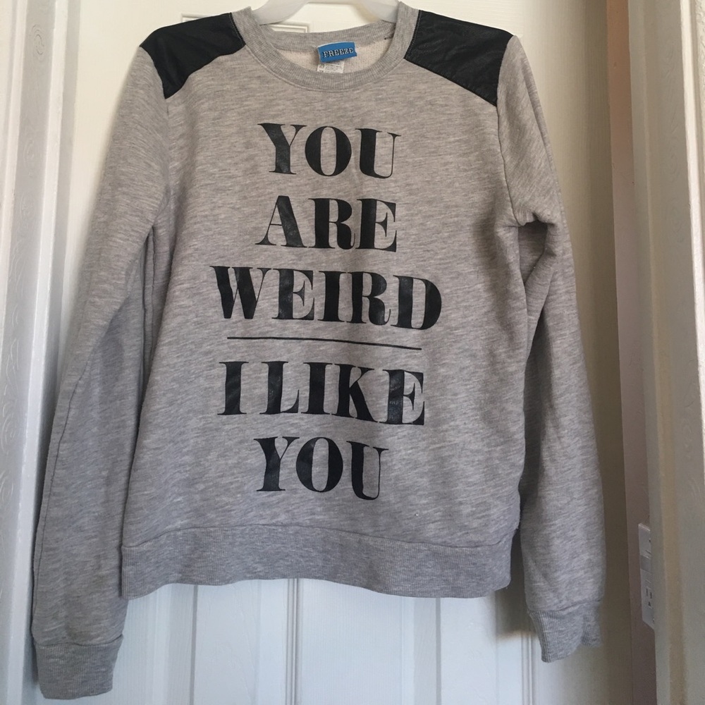 Leathered Shoulder Sweatshirt
