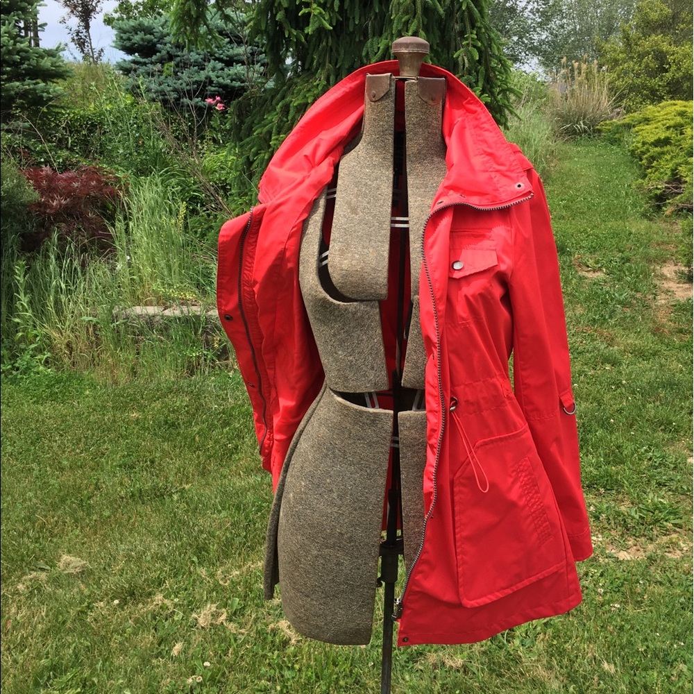 Red rain coat