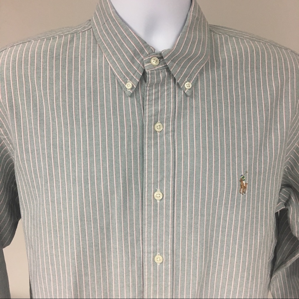 Ralph Lauren Mens Dress Shirt Custom Fit Stripe XL