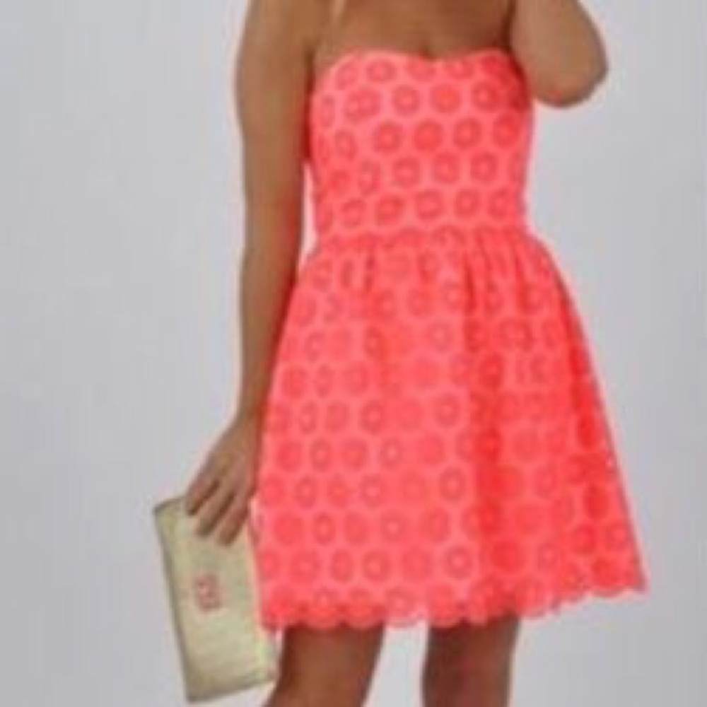Lilly Pulitzer Neon Pink Strapless Dress