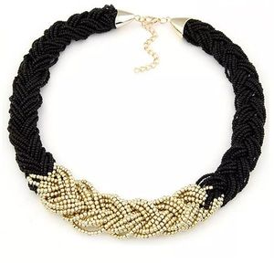 Braided Bead Statement Necklace