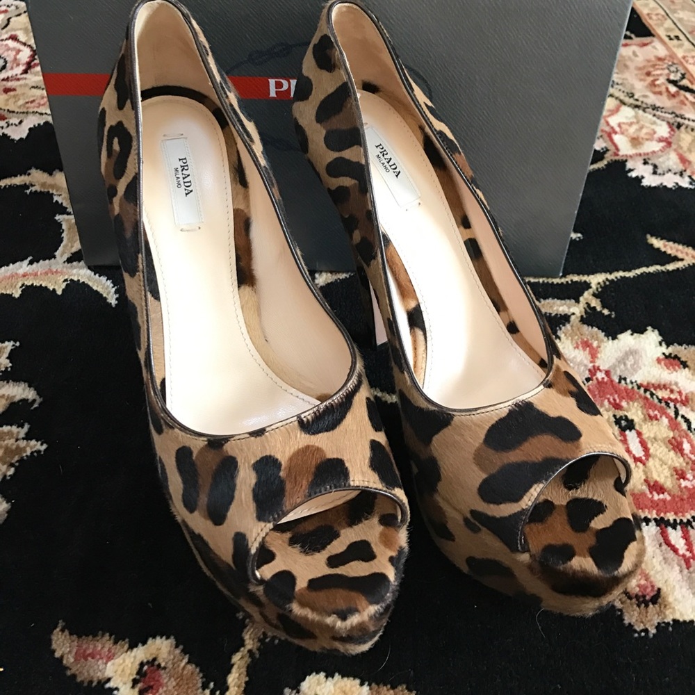 Prada cheetah pumps