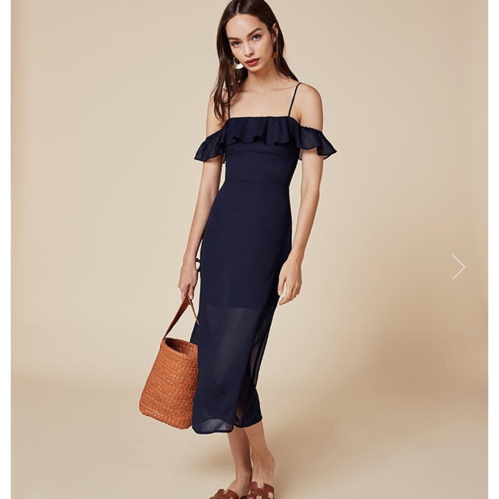 Reformation Hydrangea Dress in Sapphire
