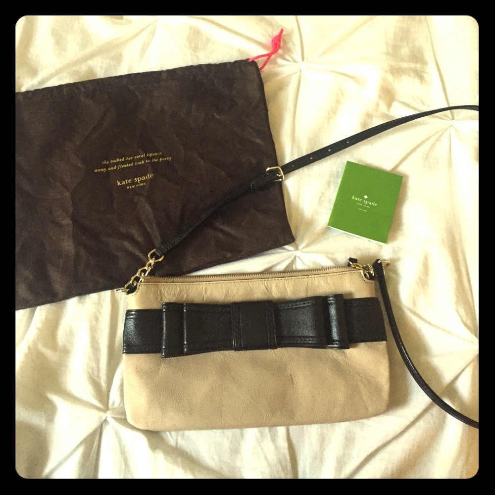 Kate Spade Beige & Black Bow Crossbody