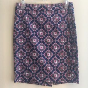 J Crew Paisley Pencil Skirt