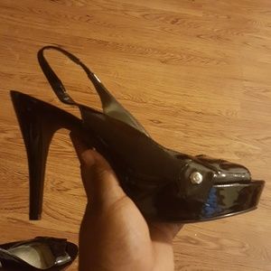 Patent Peep Toe Sling Back heels