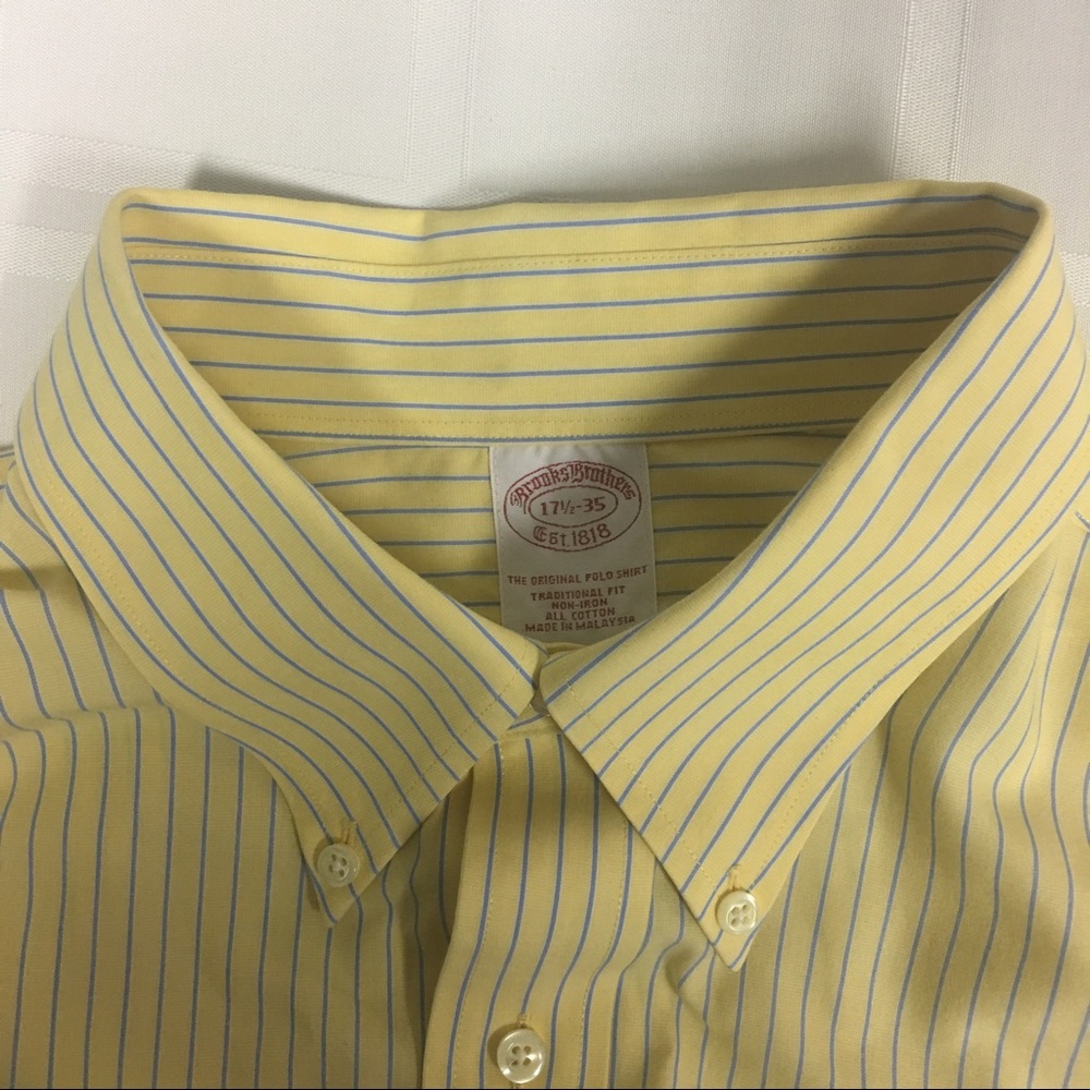 Brooks Brothers Men Dress Shirt 17.5 35 Non-Iron