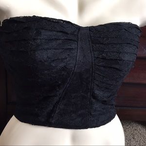 Black lace bustier style crop top medium