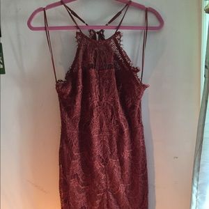 Free People clay colored Lace halter dress