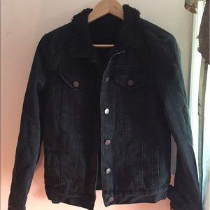 Black denim Sherpa lined jacket brandy Melville