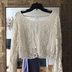 Forever 21 crochet crop top long sleeve