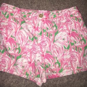 flamingo print lily pulitzer shorts