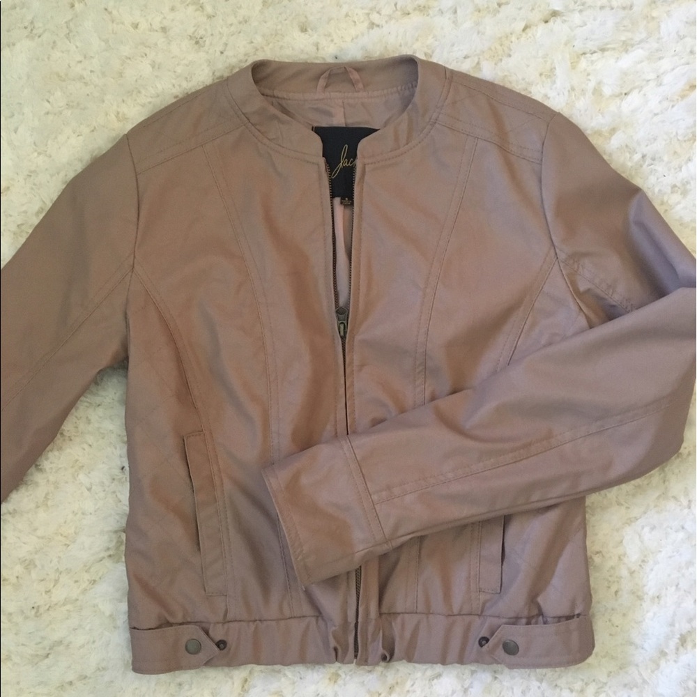 BB Dakota Pink Faux Leather Moto Jacket