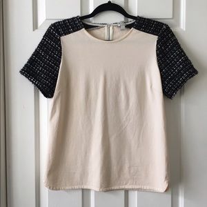 J.Crew Tweed Sleeves Cream Top