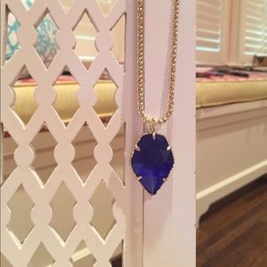 Kendra Scott statement necklace blue gold long