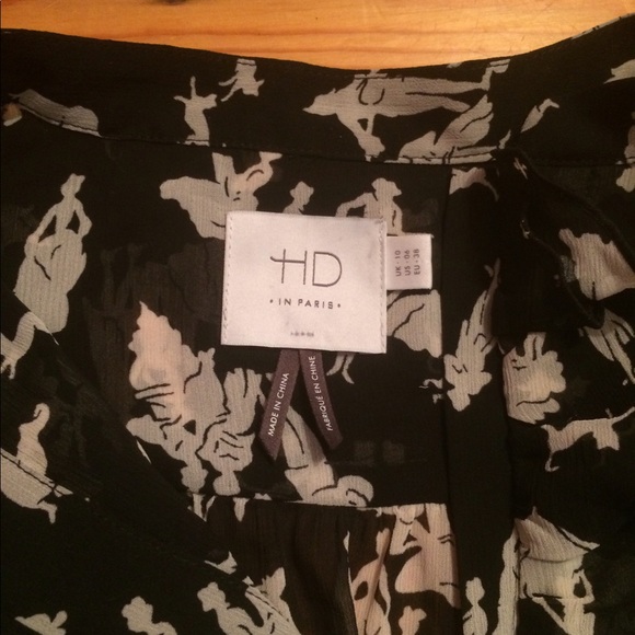 Anthro black patterned ruffled blouse - Picture 3 of 5