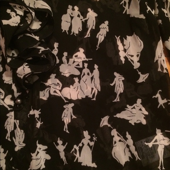 Anthro black patterned ruffled blouse - Picture 4 of 5