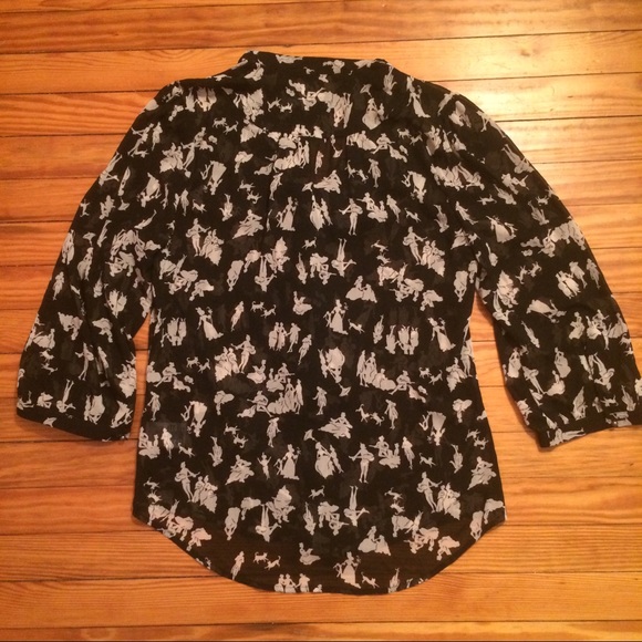 Anthro black patterned ruffled blouse - Picture 5 of 5