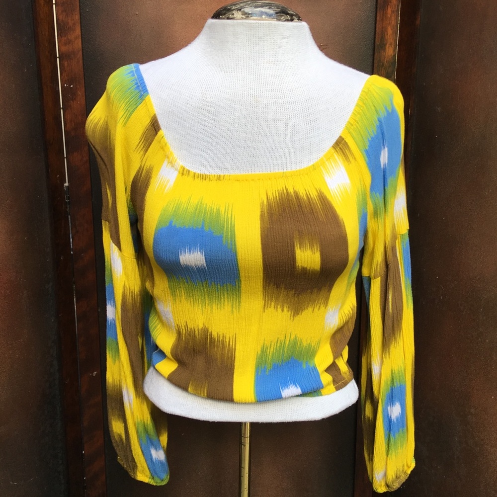 Cropped Yellow crinkle Gauze 100% Rayon