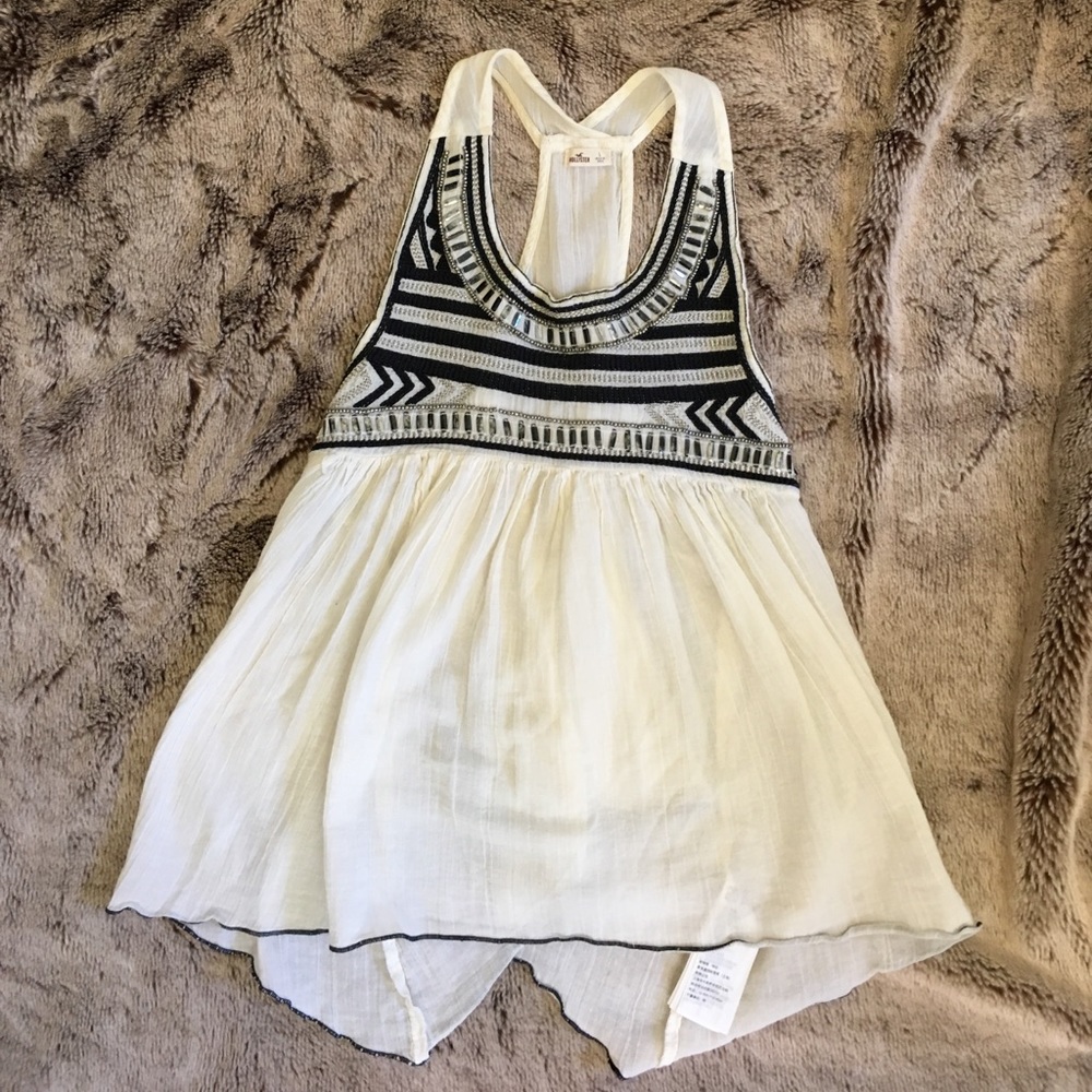 Cream hollister tank top