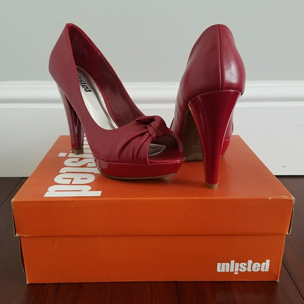 Unlisted Red Peep Toe Heels - Size 8