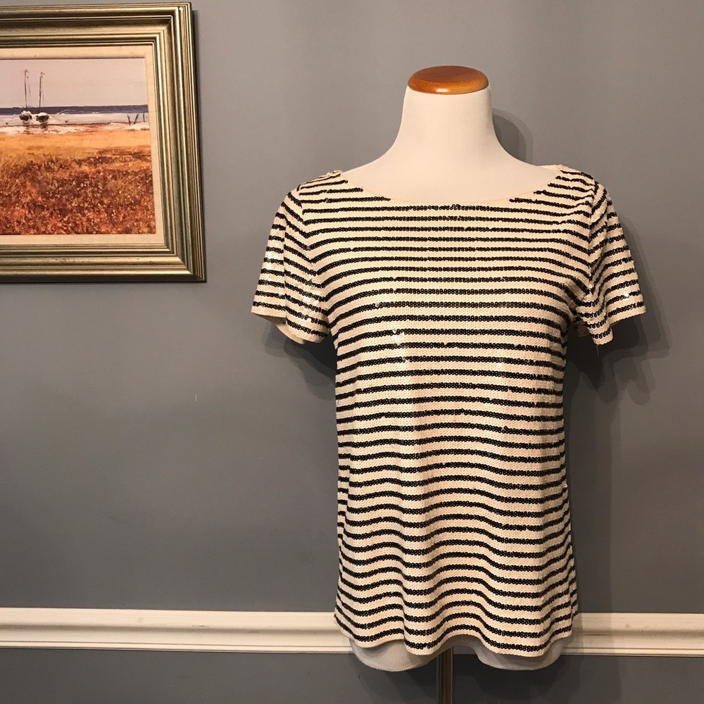 [J. Crew] Sequin Stripe Tee