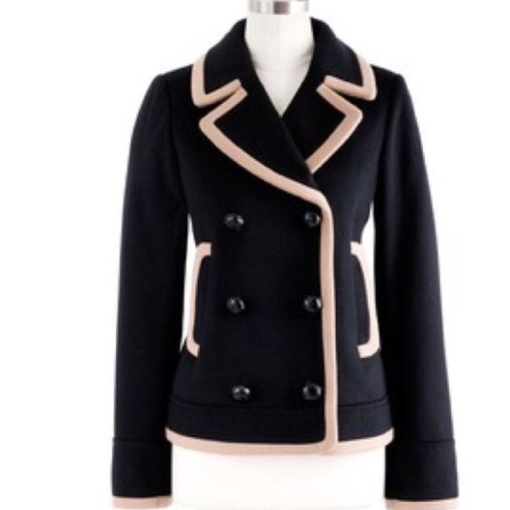 J. Crew Peacoat Wool by Nello Gori Black Coat