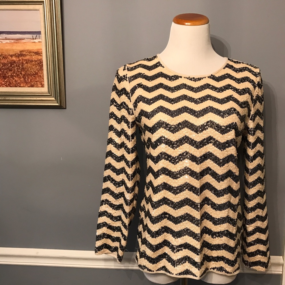 [J. Crew] Sequin Zigzag Tee