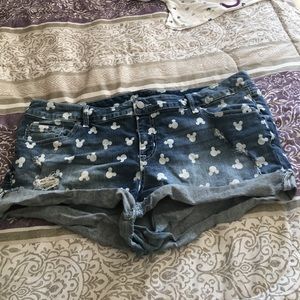 Distressed Torrid Mickey Mouse shorts