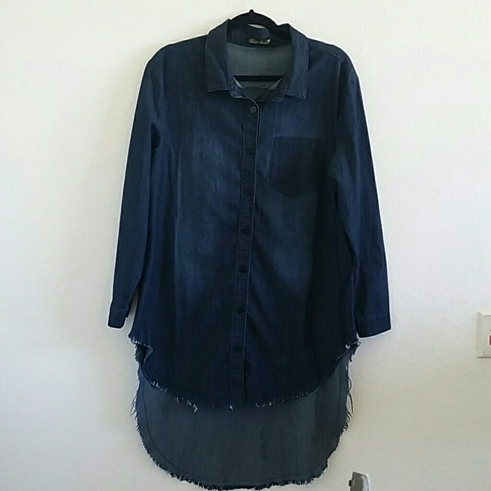 Oversized denim button up shirt