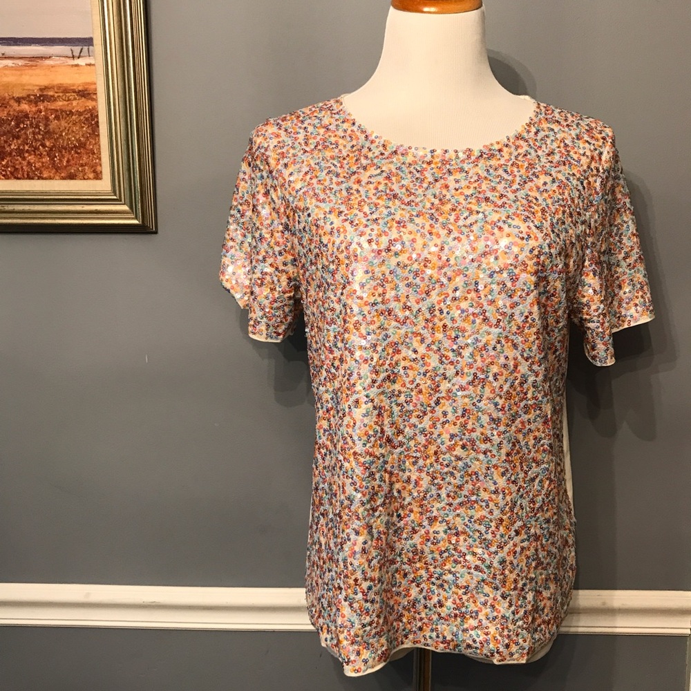 [J. Crew] Cluster Sequin Tee