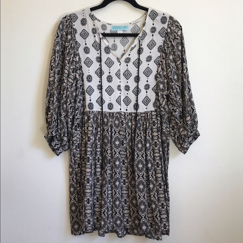 Mixed Print Flowy Dress