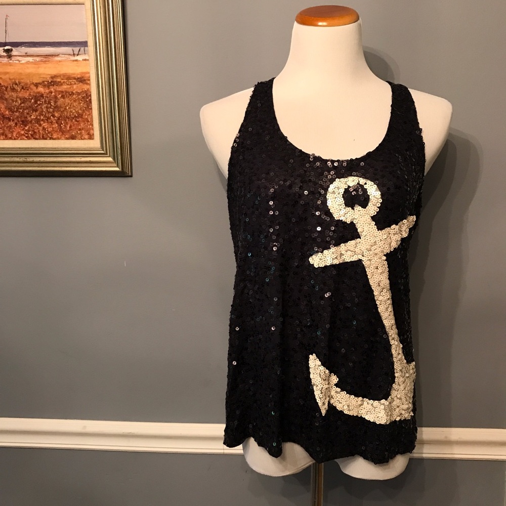 [J. Crew] Sequin Anchor Tank