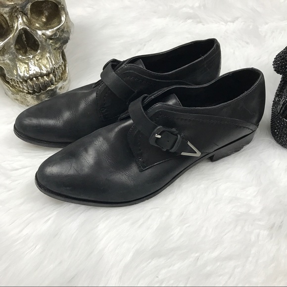 Dolce vita black leather pointed flat loafers - Picture 1 of 8