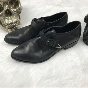 Dolce vita black leather pointed flat loafers