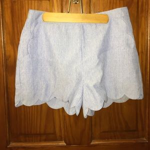 Scallop Blue High Waisted Shorts