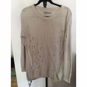 Beige distressed sweater