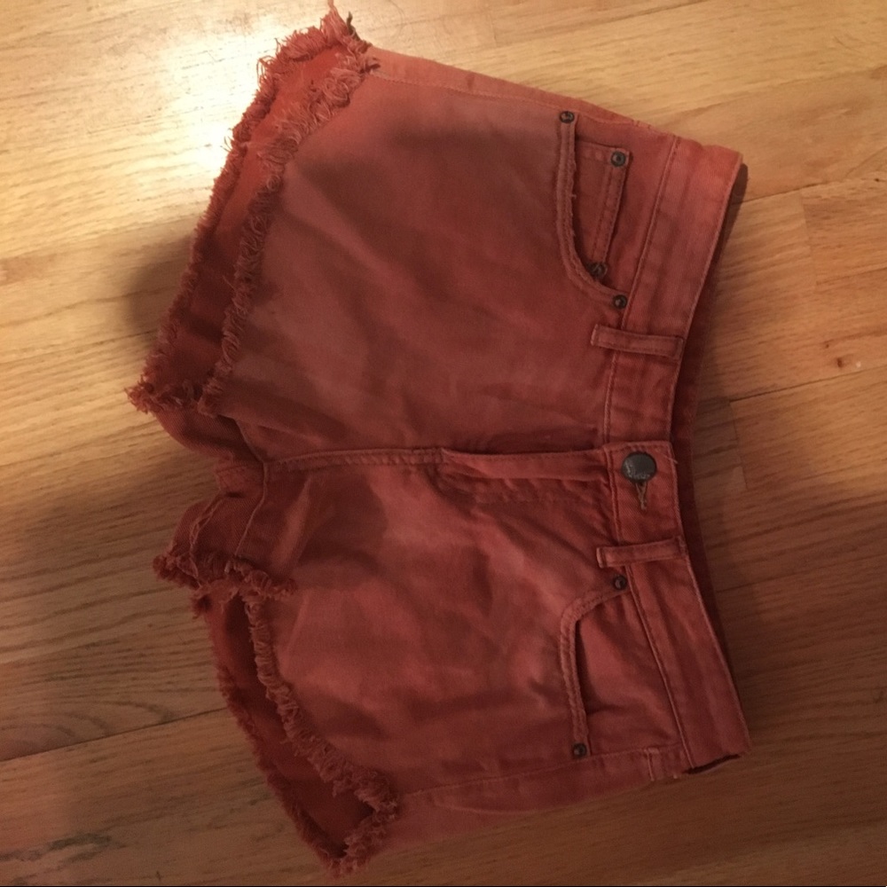 Free People Burnt Orange Jean Shorts