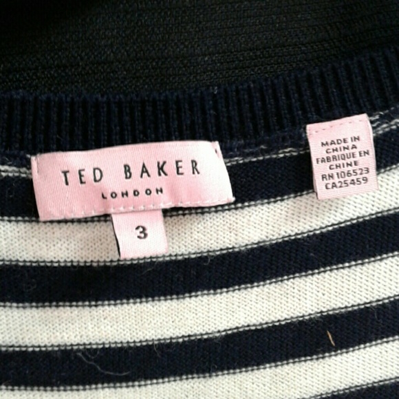 TED BAKER LONDON NAVY-CREAM CARDIGAN SWEATER SET - Picture 4 of 7