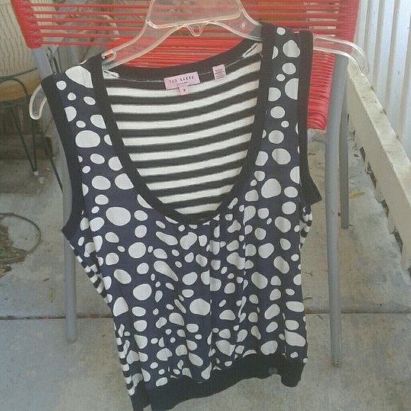 TED BAKER LONDON NAVY-CREAM CARDIGAN SWEATER SET - Picture 5 of 7