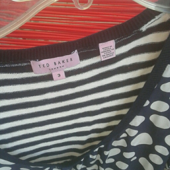 TED BAKER LONDON NAVY-CREAM CARDIGAN SWEATER SET - Picture 6 of 7